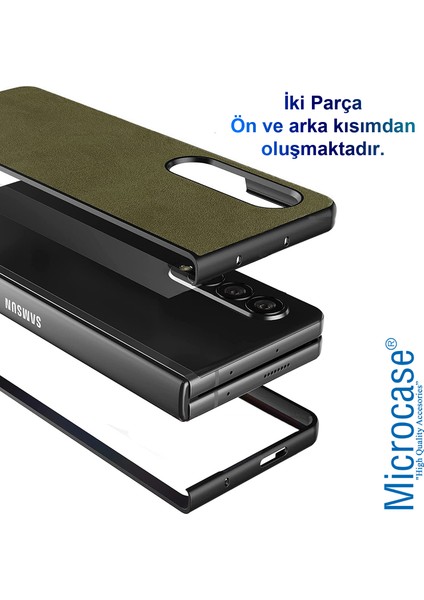 Samsung Galaxy Z Fold4 Için Deri Desenli Plastik Koruma Kılıf - AL3156