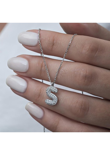 Gümüş Rodyum Kaplama Taşlı Harf Kolye fırsatları