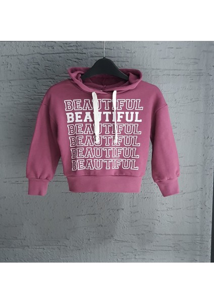 Kapşonlu Kız Çocuk Gül Kurusu Sweatshirt