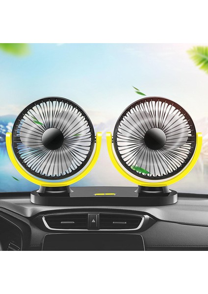 Mini USB Araba Fanı Rv Ana Sayfa Masaüstü Araba Siyah Sarı 24X16CM (Yurt Dışından)