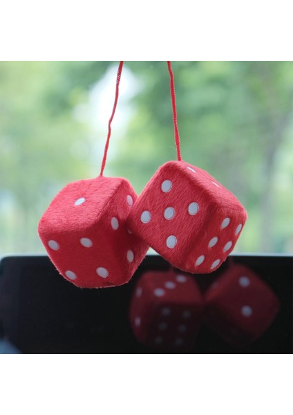 2pcs Retro ile Noktalar Peluş Craps Kolye Süsleri Beyaz (Yurt Dışından) fırsatları