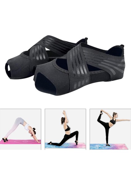 Skid Olmayan Kadın Bale Yoga Ayakkabıları Pilates Kavrama Çorapları Esnek Makine Yıkama Siyah S modelleri