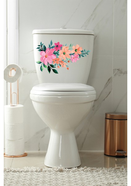 Soft Renkli Çiçekler Klozet Kapağı ve Banyo Sticker Seti