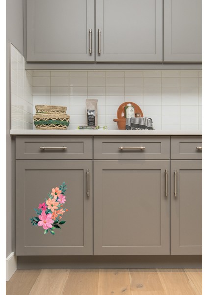 Soft Renkli Çiçekler Klozet Kapağı ve Banyo Sticker Seti