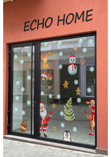 Yılbaşı Figürleri Noel Baba Geyik Penguen Kardan Adam ve Kar Taneleri Dekoratif Sticker indirimleri