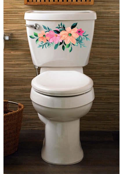 Sof Renkli Renkli Çiçekler Klozet Kapağı ve Banyo Sticker