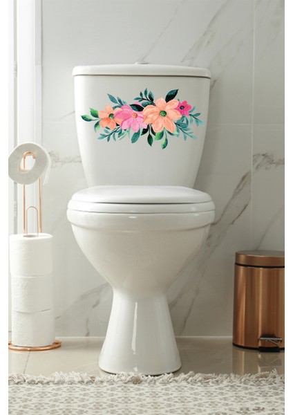 Sof Renkli Renkli Çiçekler Klozet Kapağı ve Banyo Sticker