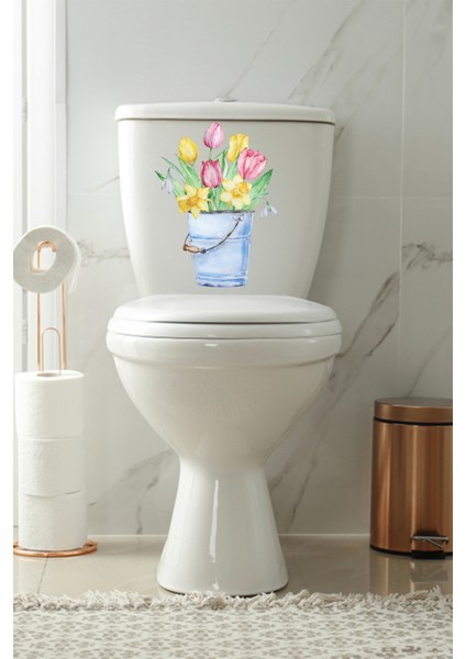 Kovadaki Çiçekler Klozet Kapağı ve Banyo Sticker