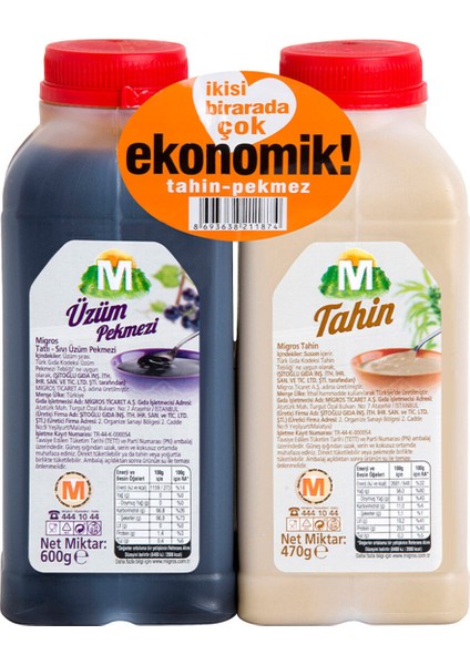 Tahin 470 G ve Pekmez 600 G 2'li Paket