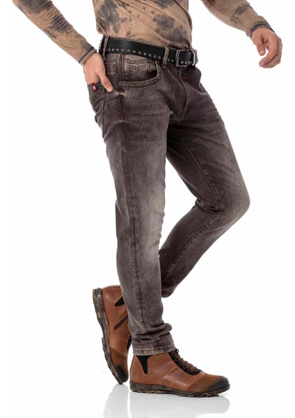 Cipo & Baxx CD811 Fitilli Kahverengi Erkek Jeans Pantolon