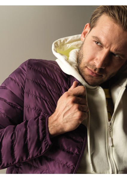 Erkek Mor Regular Fit Şişme Mont modelleri