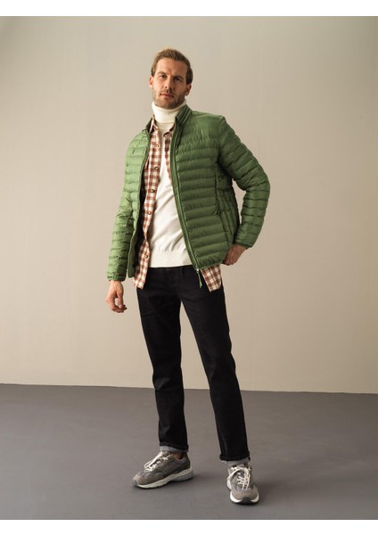 Erkek Yeşil Regular Fit Şişme Mont