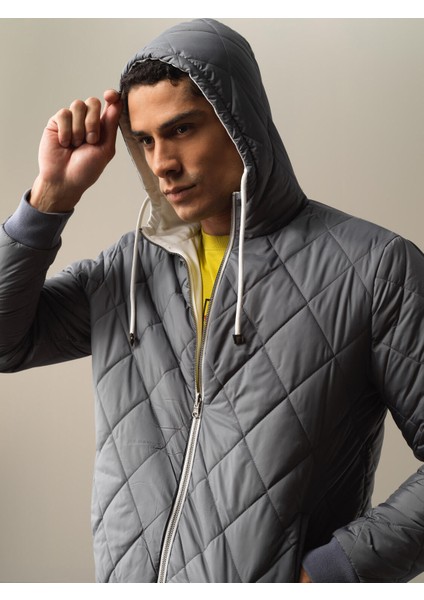 Erkek Gri Çift Taraflı Regular Fit Mont modelleri