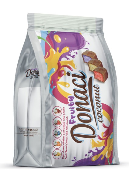 Donaci Meyve Aromalı Hindistan Cevizli Çikolata Kaplamalı Bar 1 kg