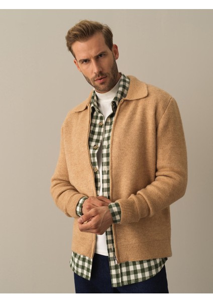 Erkek Camel Polo Yaka Regular Fit Hırka modelleri