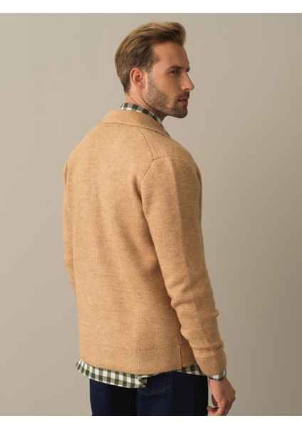 Erkek Camel Polo Yaka Regular Fit Hırka fırsatları