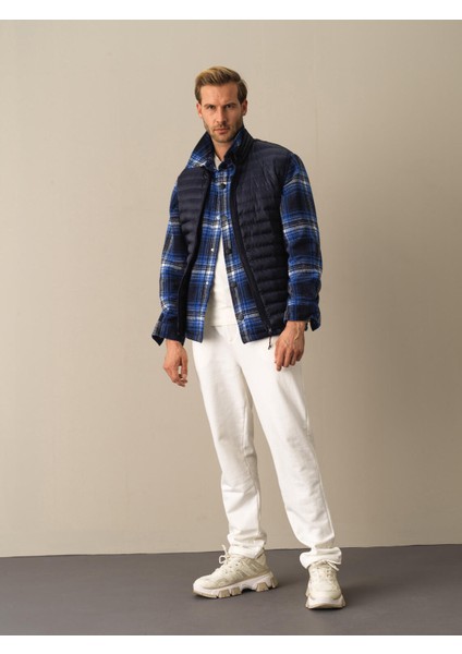 Erkek Lacivert Regular Fit Şişme Yelek