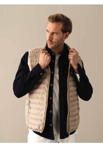 Erkek Bej Regular Fit Şişme Yelek modelleri