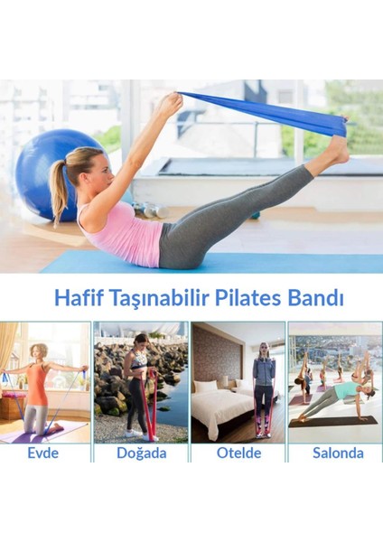 Pilates Bandı Yoga Egzersiz Esneme Spor Bandı Mor