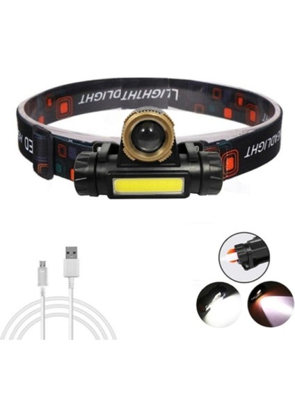 1200 Lümen Cob LED USB Şarjlı Zoomlu Oynar Başlıklı Kafa Lambası OR-101