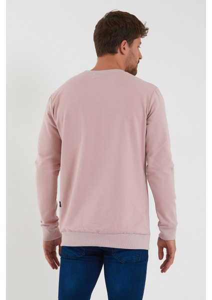 Erkek Pudra Bisiklet Yaka Basic Pamuklu Sweatshirt 9Y-5200177-004-1