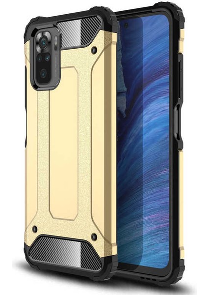 Xiaomi Poco M5S ile Uyumlu Kılıf Shockproof Zırh Koruma Gold