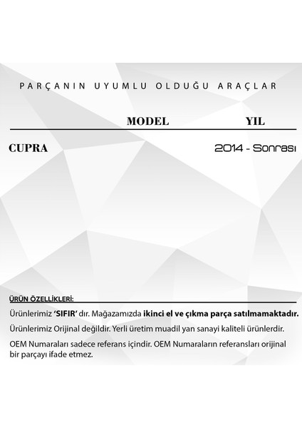 Cupra Için Iç Açma Kolu-Sol