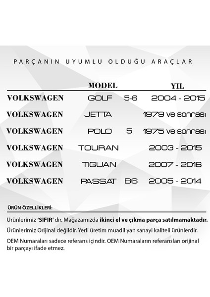 DNC Auto Part Volkswagen Vw Passat Için Bagaj Kilit Dişlisi