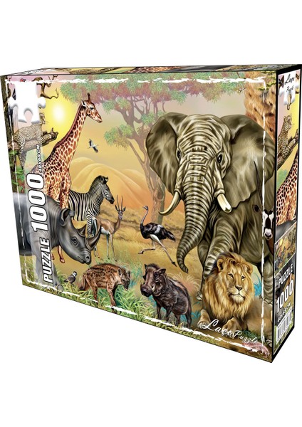 Savana Hayvanları 1000 Parçalık Puzzle - Puzzle Yapıştırıcı Hediye