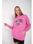 Kadın Pembe New York Usa Baskılı Kapüşonlu Oversize Sweatshirt 4