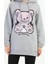 Gri Melanj Lady Teddy Bear Organik Kapüşonlu Kadın Sweatshirt 3