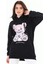 Siyah Lady Teddy Bear Organik Kapüşonlu Kadın Sweatshirt 1