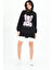 Siyah Lady Teddy Bear Organik Kapüşonlu Kadın Sweatshirt 3