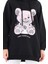 Siyah Lady Teddy Bear Organik Kapüşonlu Kadın Sweatshirt 4