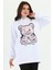 Beyaz Lady Teddy Bear Organik Kapüşonlu Kadın Sweatshirt 2