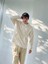 Oversize Basic Kapüşonlu Sweatshirt Erkek Bej 3