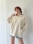 Oversize Basic Kapüşonlu Sweatshirt Erkek Bej 4