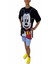 Kadın Disney Eskitme Baskılı Bisiklet Yaka Yırtmaçlı Oversize Siyah T-Shirt 2