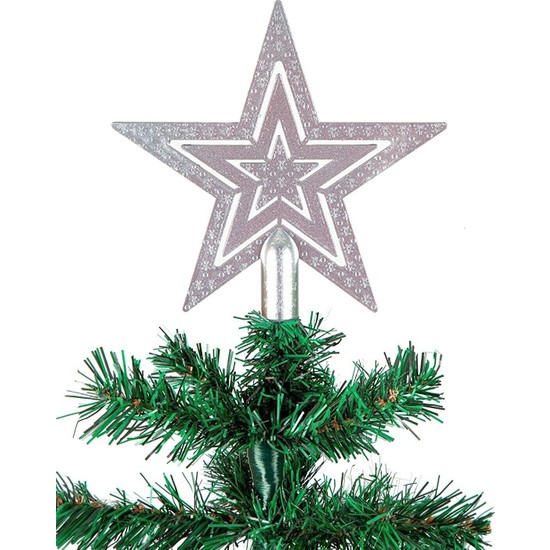 Happyland Yılbaşı Ağacı Süsü Gümüş Tepe Yıldızı 10 cm Yılbaşı Çam Ağacı Tepe Yıldızı