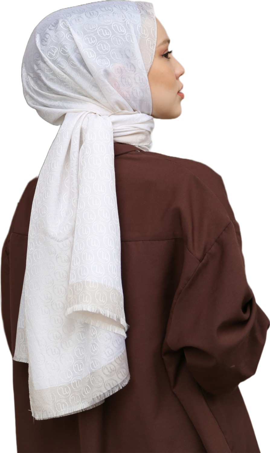 Hint İpek Hint Ipek Monogram Şal - Vizon