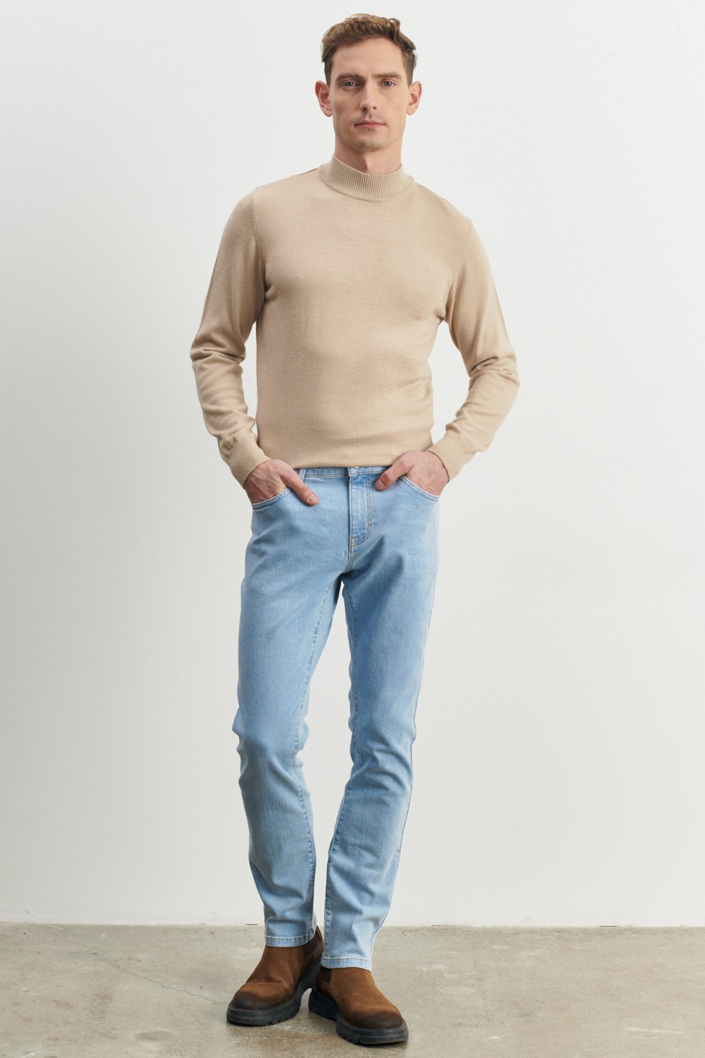 Altınyıldız Classics Erkek Petrol Mavisi Ekstra Slim Fit Dar Kesim Pamuklu Esnek Rıss Jean Kot Denim Pantolon