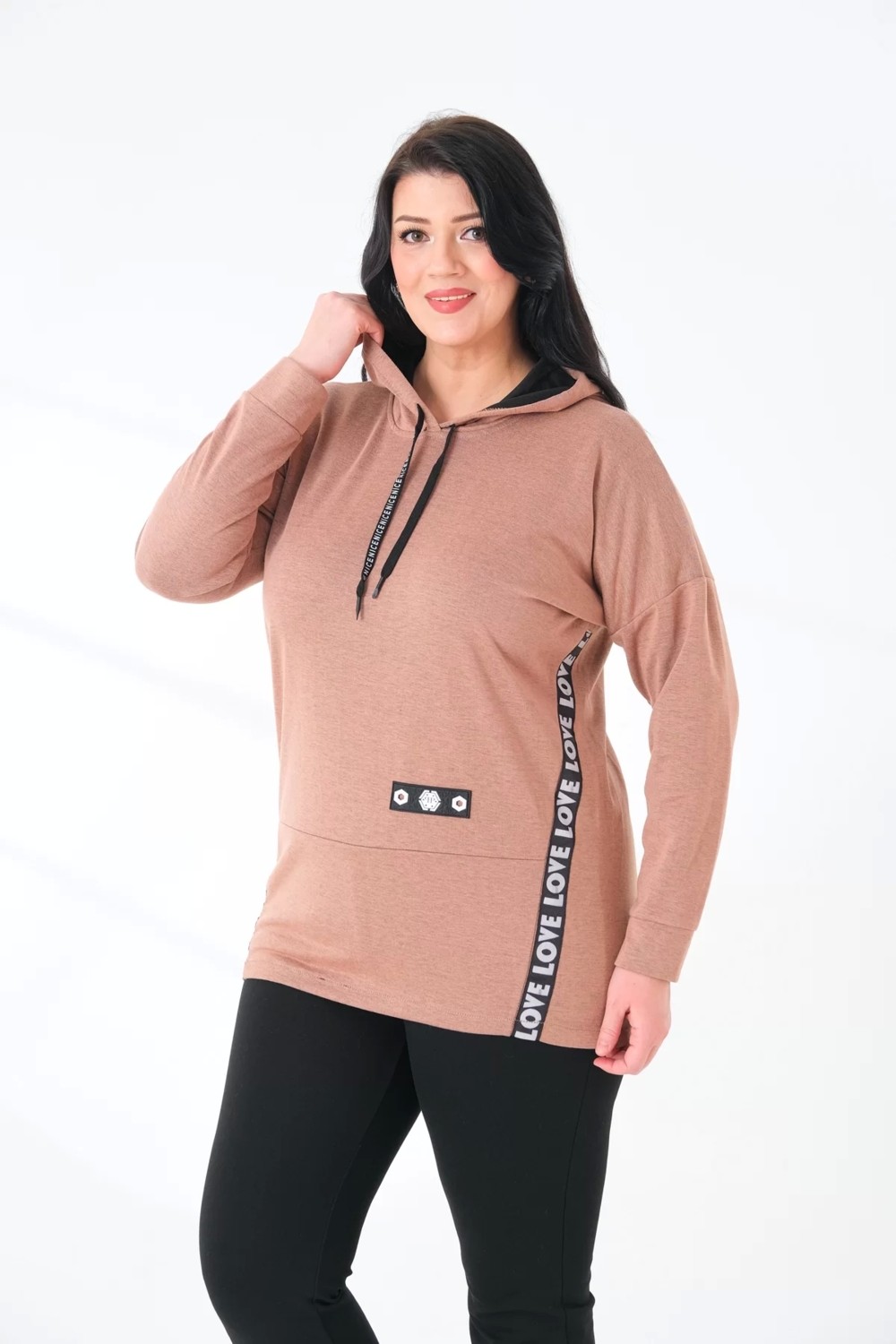 Lady Majestic Kapüşonlu Büyük Beden Sweatshirt