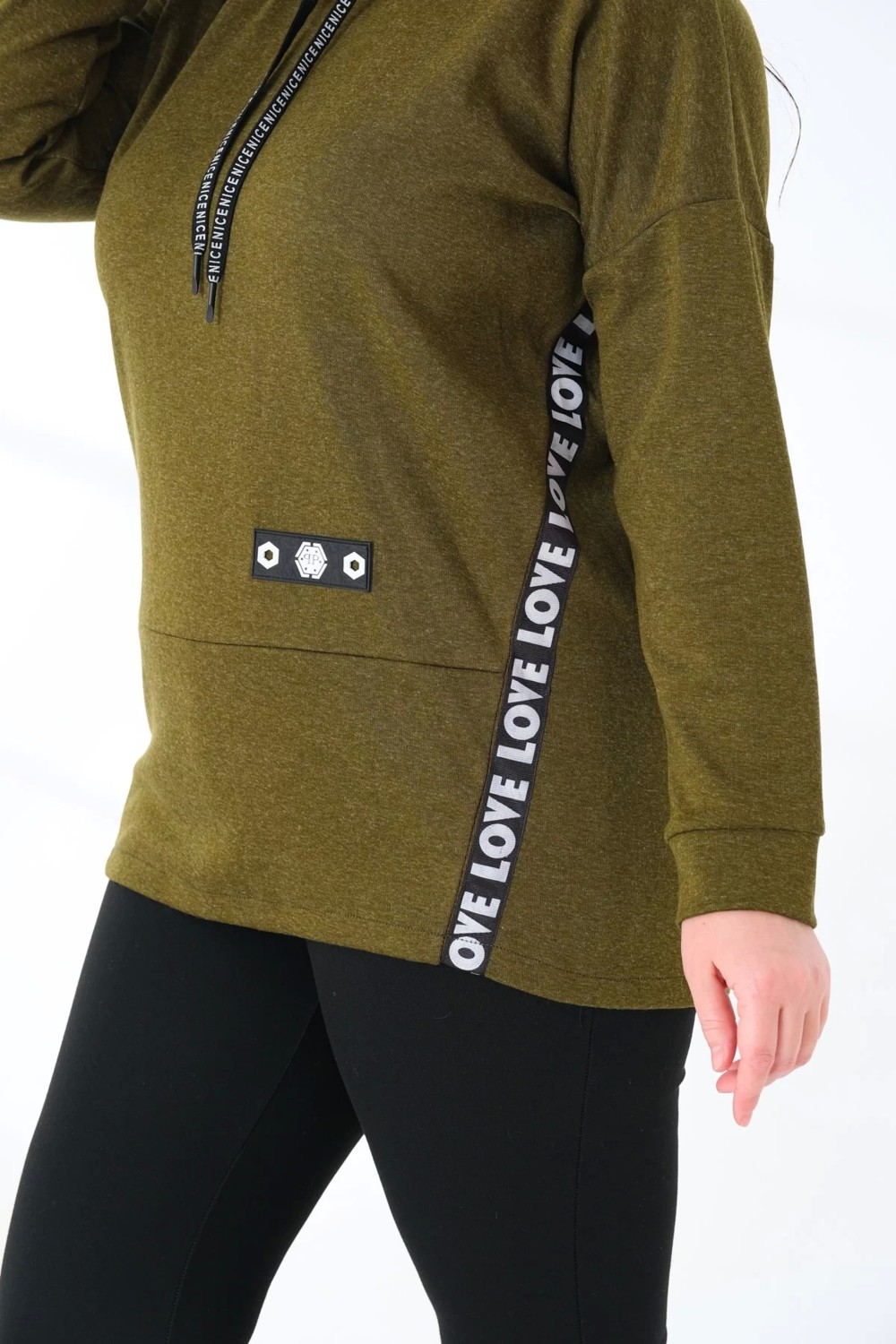 Lady Majestic Kapüşonlu Büyük Beden Sweatshirt görsel 3