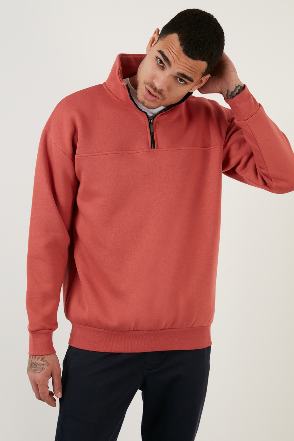 Buratti Regular Fit Pamuklu Içi Tüylü Yumuşak Şardonlu Kışlık Sweat Erkek Sweat 59053431 görsel 7