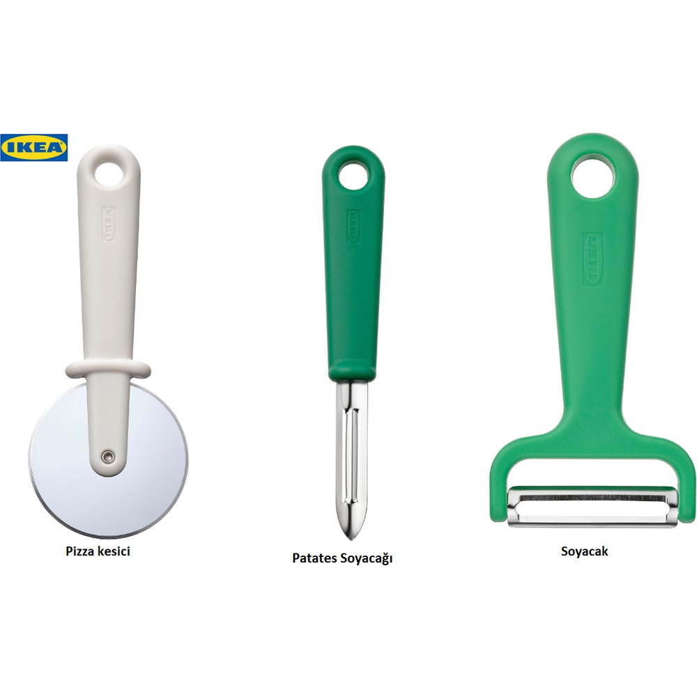 IKEA Uppfylld Pizza Kesici + Yeşil Patates Soyacağı + Yeşil Soyacak