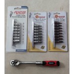 Arm 1/4 Uzatmalı Lokma Cırcır Kolu ve Rico 1/4 Lokmalı Torx Allen E Lokma Bits Takımı Seti