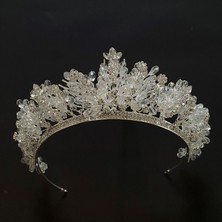 Lüks Düğün Aksesuarları Fesleğen Beyaz Gelin Tacı