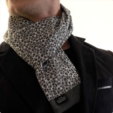 Exve Exclusive Gri Siyah Desenli Dijital Baskılı Çift Taraflı Erkek Atkı