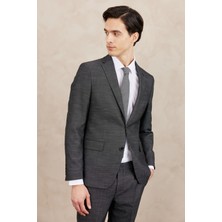 ALTINYILDIZ CLASSICS Erkek Siyah-beyaz Slim Fit Dar Kesim Mono Yaka Desenli Takım Elbise