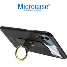 Microcase Samsung Galaxy Z Flip 4 Yüzük Standlı Plastik Kılıf - Siyah AL3168